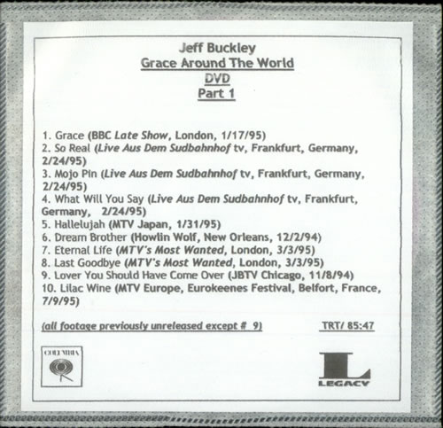 Jeff Buckley Grace Around The World US Promo 3-disc CD/DVD Set